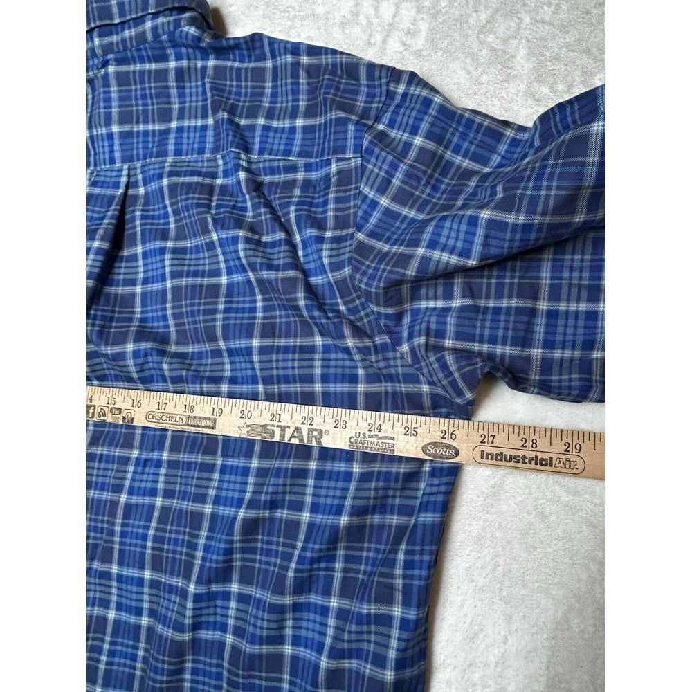 Jos A Banks Travelers Collection Men XL Blue Plaid Button Down Long Sleeve Shirt - Picture 4 of 7